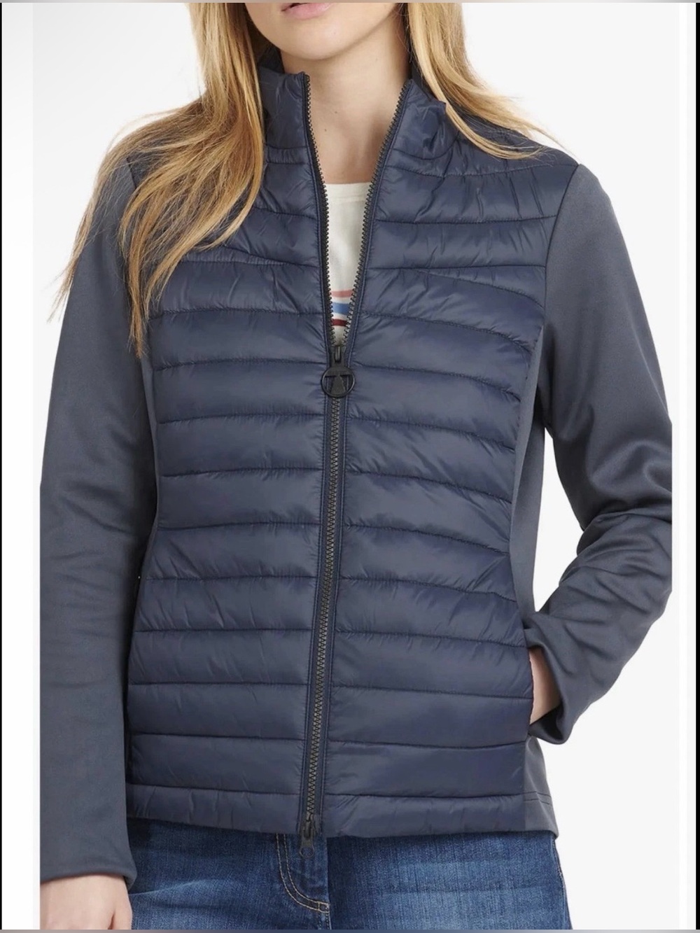 New Barbour Women’s Saltwater Hybrid Jacket In Navy Size 4 $298